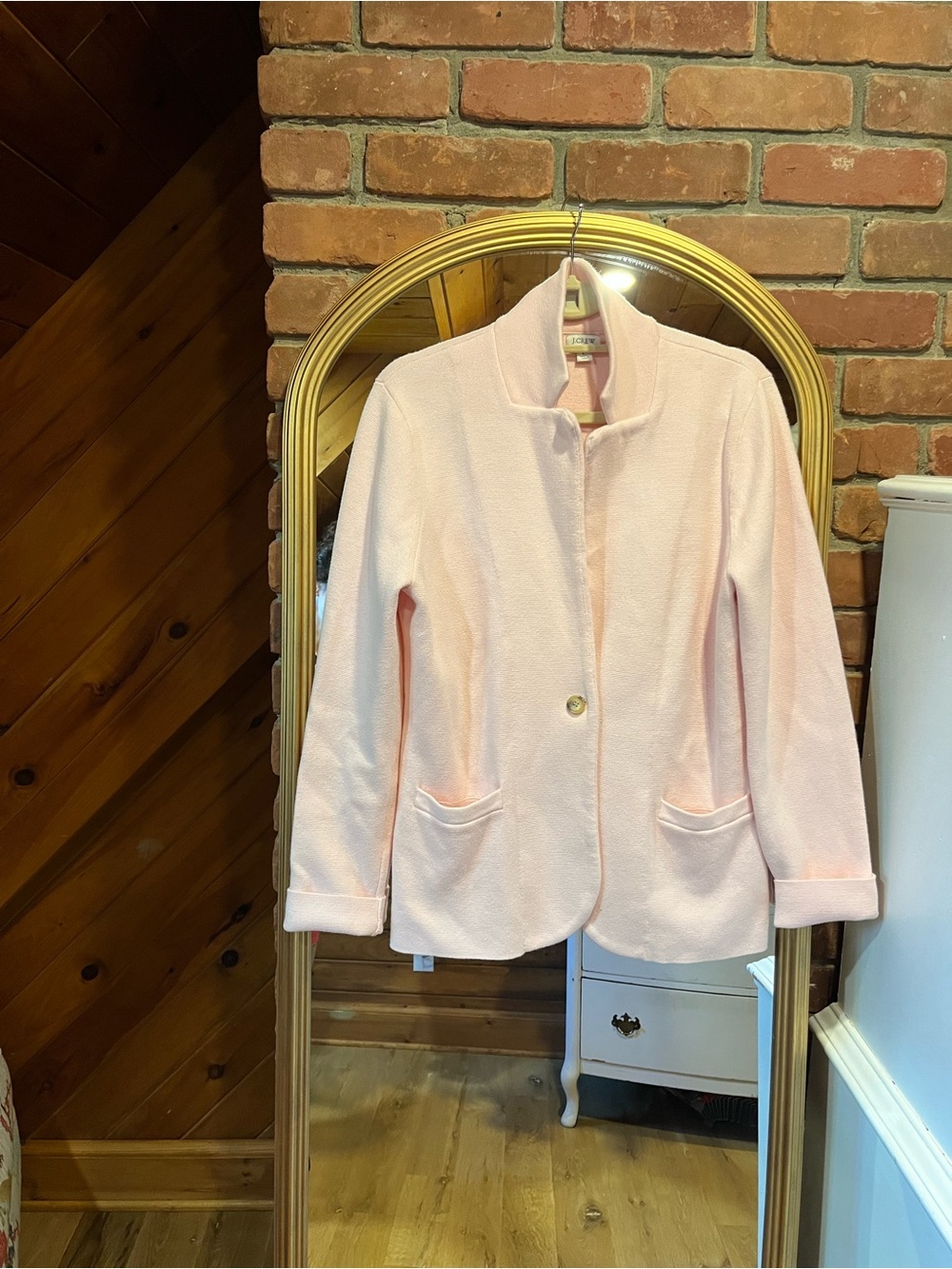 J. Crew Pale Pink Single-Button Sweater Blazer